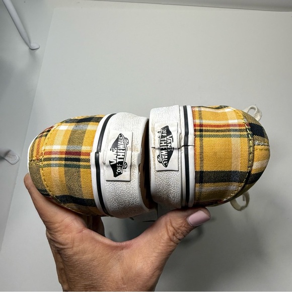 Vans Yellow Plaid Lace Up Sneakers Men’s Size 5/Womens 6.5 - Picture 8 of 9